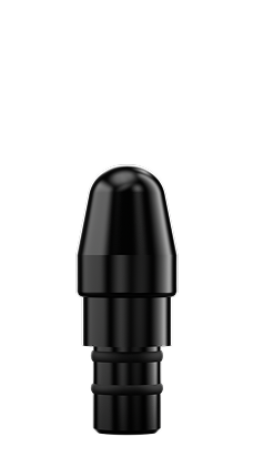 Zbliżenie na czarną, stożkową końcówkę (głowicę) do masażu punktowego pistoletu SKG F1-Pro