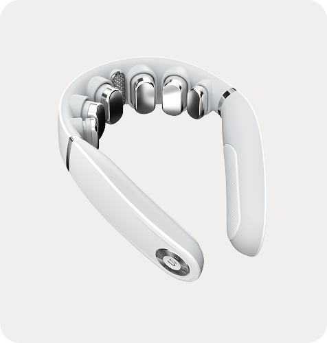 Masażer szyi SKG GS500-N w kolorze białym, z chromowanymi głowicami masującymi