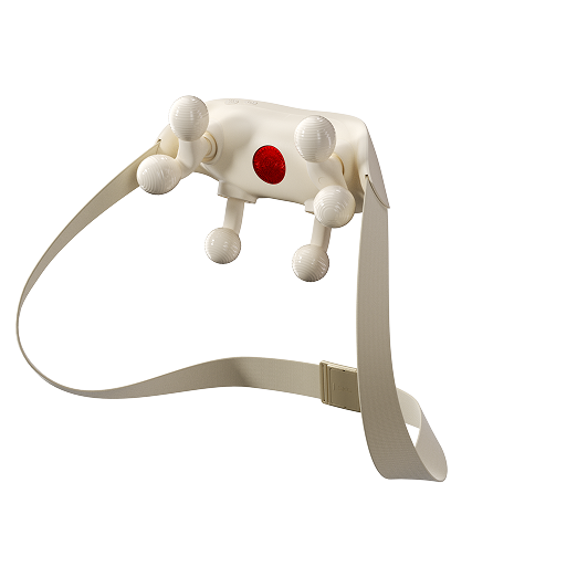 Masażer karku SKG HS500-2 w kolorze beżowym, z czterema głowicami i czerwonym punktem podgrzewającym