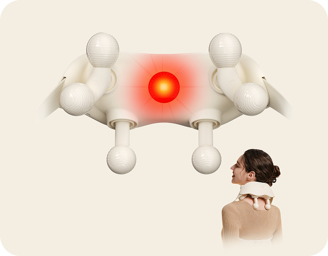 Masażer karku SKG HS500-2 z wizualizacją czterech głowic masujących i centralnego podgrzewania ciepłem podczerwonym