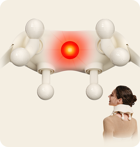 Masażer karku SKG HS500-2 z wizualizacją czterech głowic masujących i centralnego podgrzewania ciepłem podczerwonym